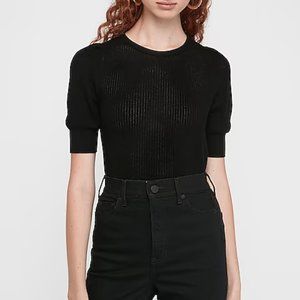 NWOT - Express Textured Puff Sleeve Sweater in Black - Medium